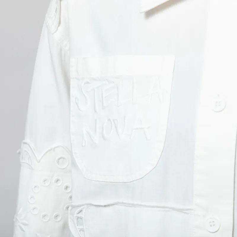 Stella Nova Womens Elements Embroidered Cotton Shirt White-8