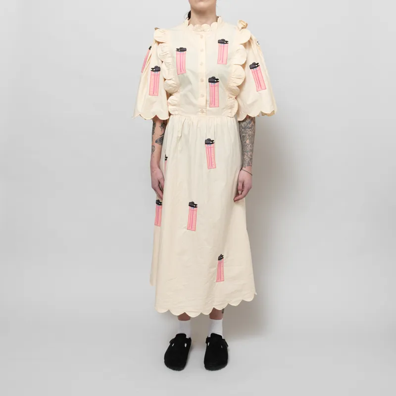 Stella Nova Womens Embroidered Midi Dress Ivory