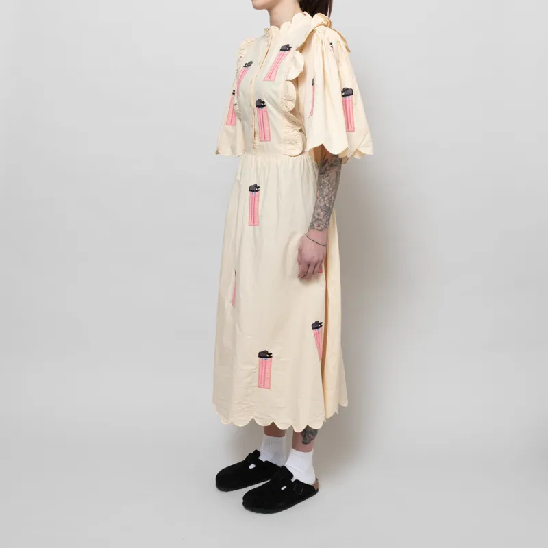 Stella Nova Womens Embroidered Midi Dress Ivory-1