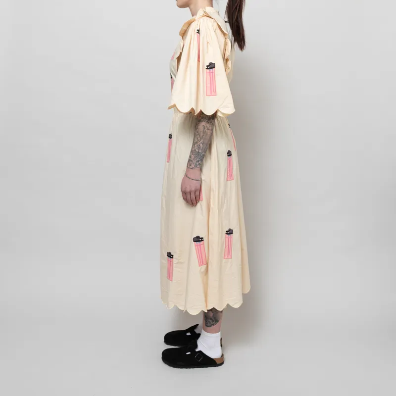 Stella Nova Womens Embroidered Midi Dress Ivory-2