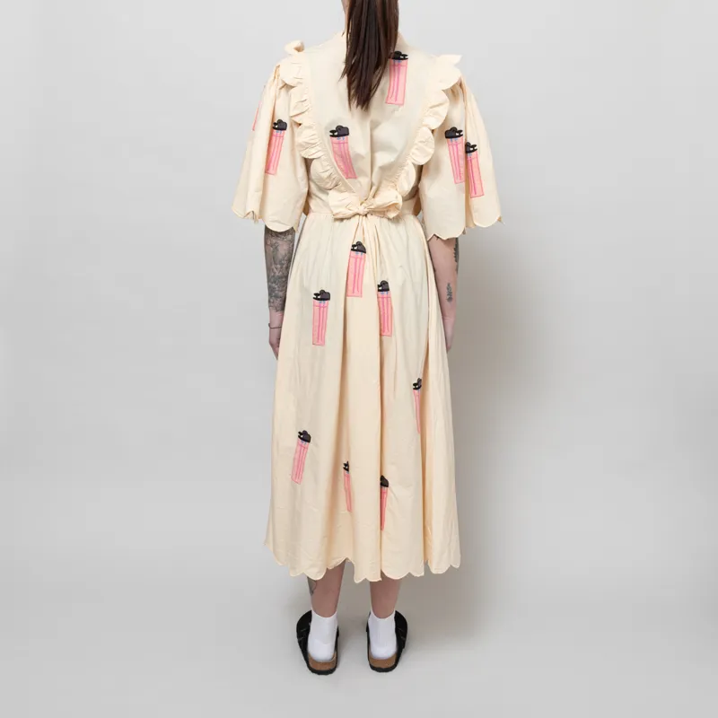 Stella Nova Womens Embroidered Midi Dress Ivory-3