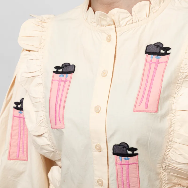 Stella Nova Womens Embroidered Midi Dress Ivory-5