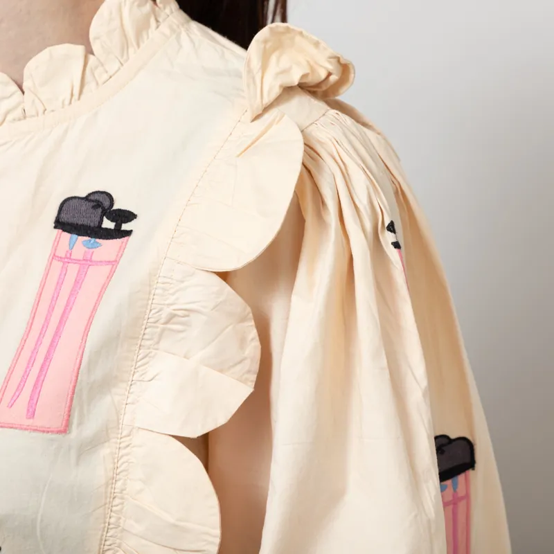 Stella Nova Womens Embroidered Midi Dress Ivory-8