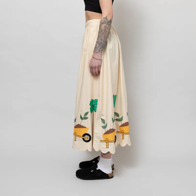 Stella Nova Womens Embroidered Midi Skirt Ivory-2