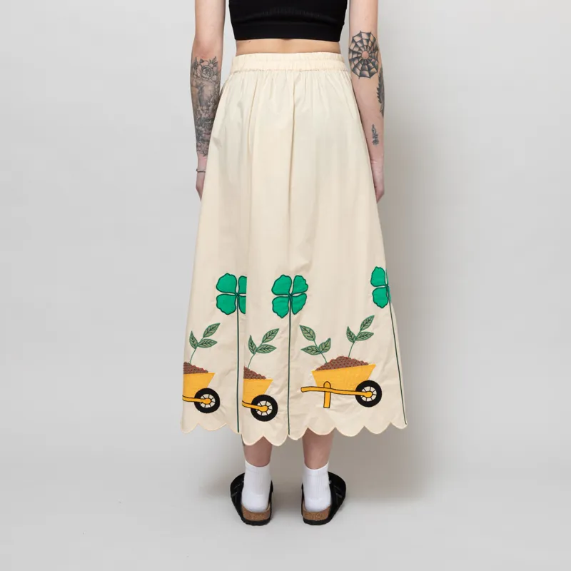 Stella Nova Womens Embroidered Midi Skirt Ivory-3