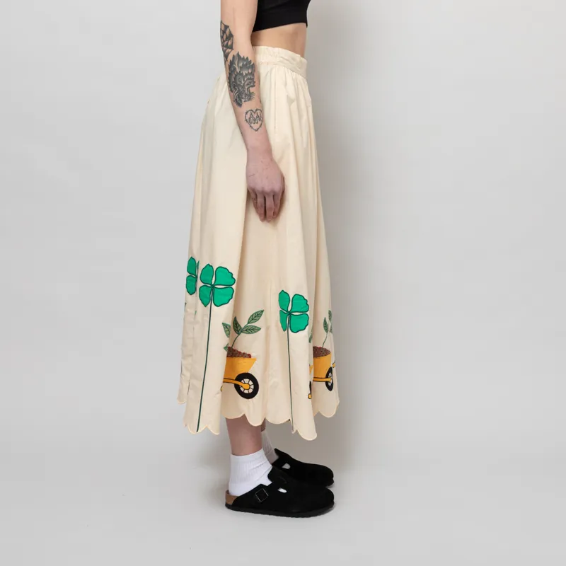 Stella Nova Womens Embroidered Midi Skirt Ivory-4