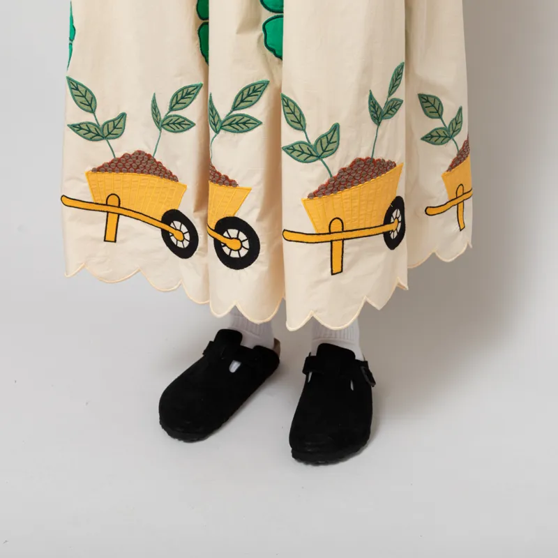 Stella Nova Womens Embroidered Midi Skirt Ivory-7