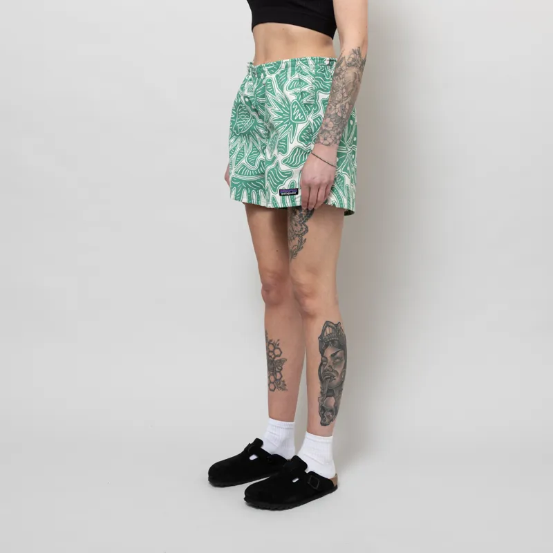 Patagonia Womens Baggies Shorts Bees Flowers Heartleaf Green-1