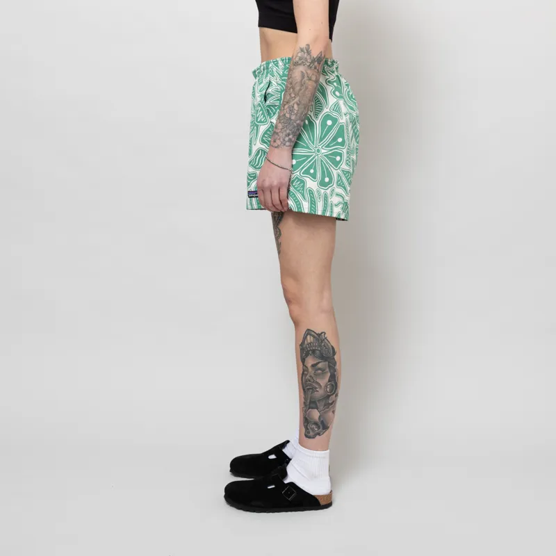 Patagonia Womens Baggies Shorts Bees Flowers Heartleaf Green-2