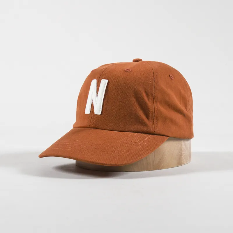 Norse Projects Mens Felt N Twill Sports Cap Burnt Ochre Orange