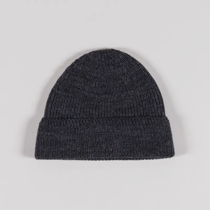 Norse Projects Wool Cotton Rib Beanie Dark Grey Melange-1
