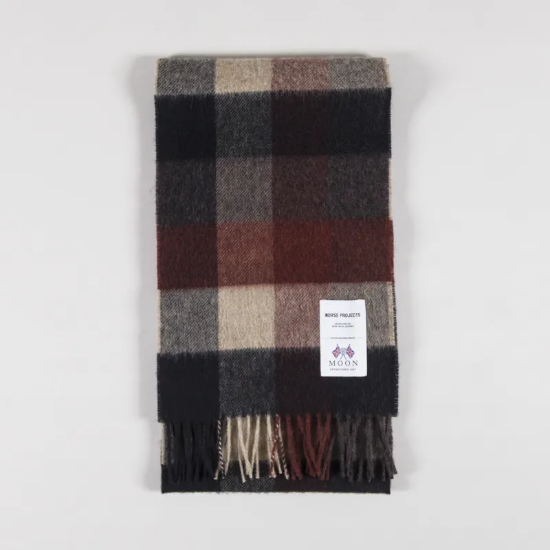 Norse Projects Moon Checked Lambswool Scarf Espresso-1