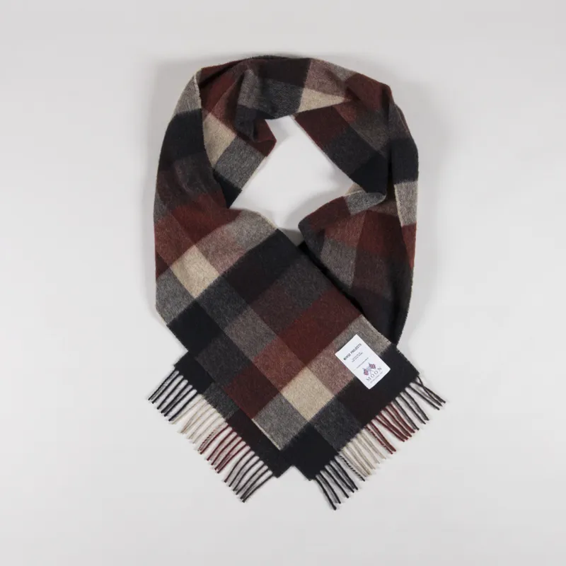 Norse Projects Moon Checked Lambswool Scarf Espresso-2