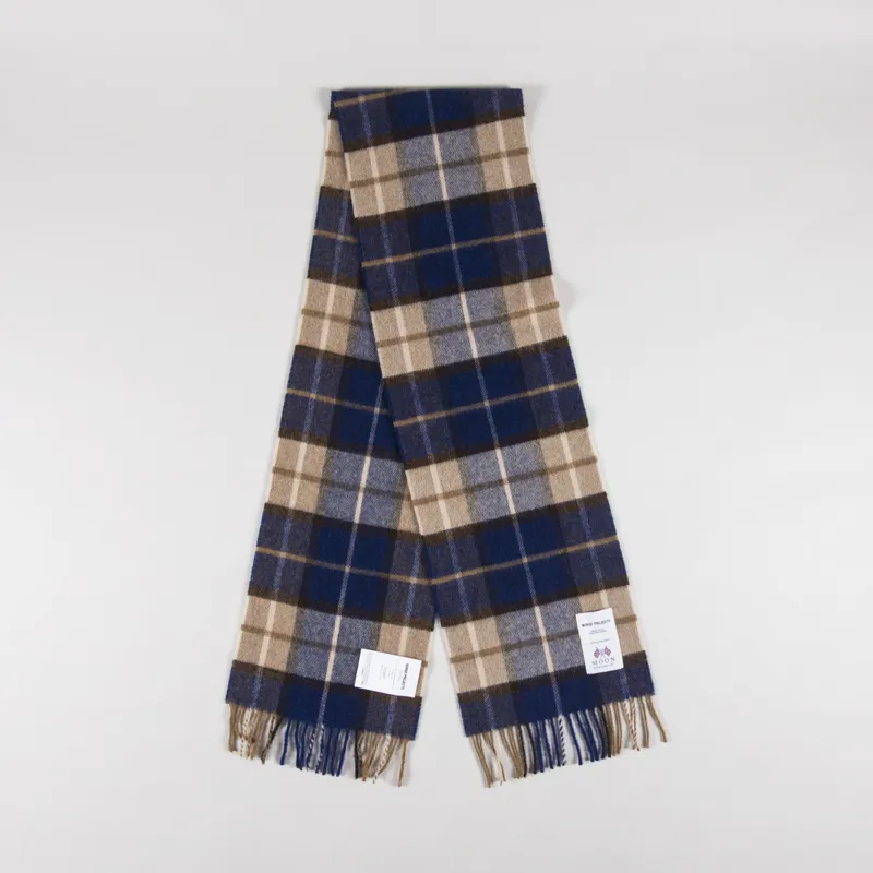 Norse Projects Moon Checked Lambswool Scarf Estate Blue