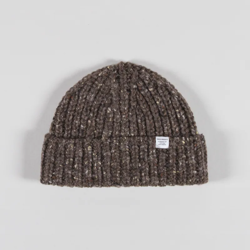 Norse Projects Daniel Donegal Rib Beanie Seal Brown