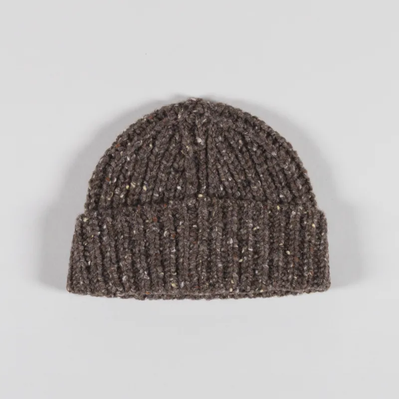 Norse Projects Daniel Donegal Rib Beanie Seal Brown-1
