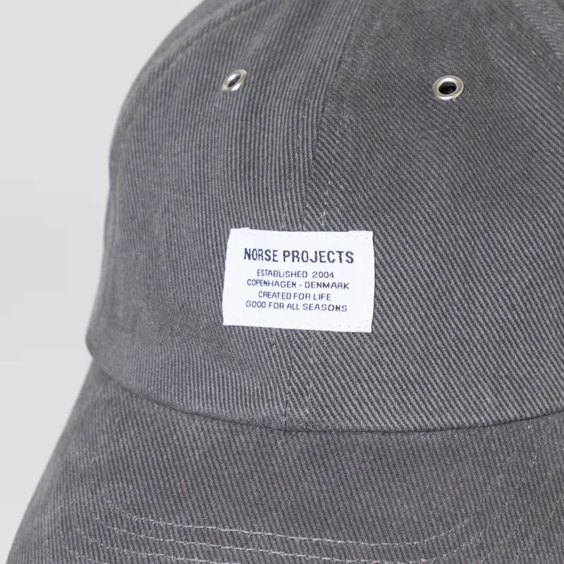 Norse Projects Bull Twill Denim 6 Panel Cap Graphite-3