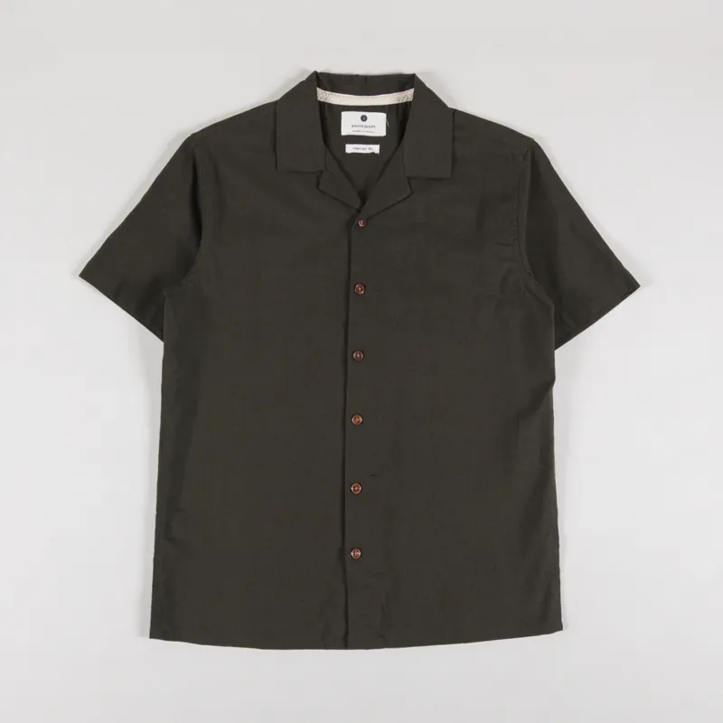 Anerkjendt Akleo Cotton Linen Shirt Forest Night