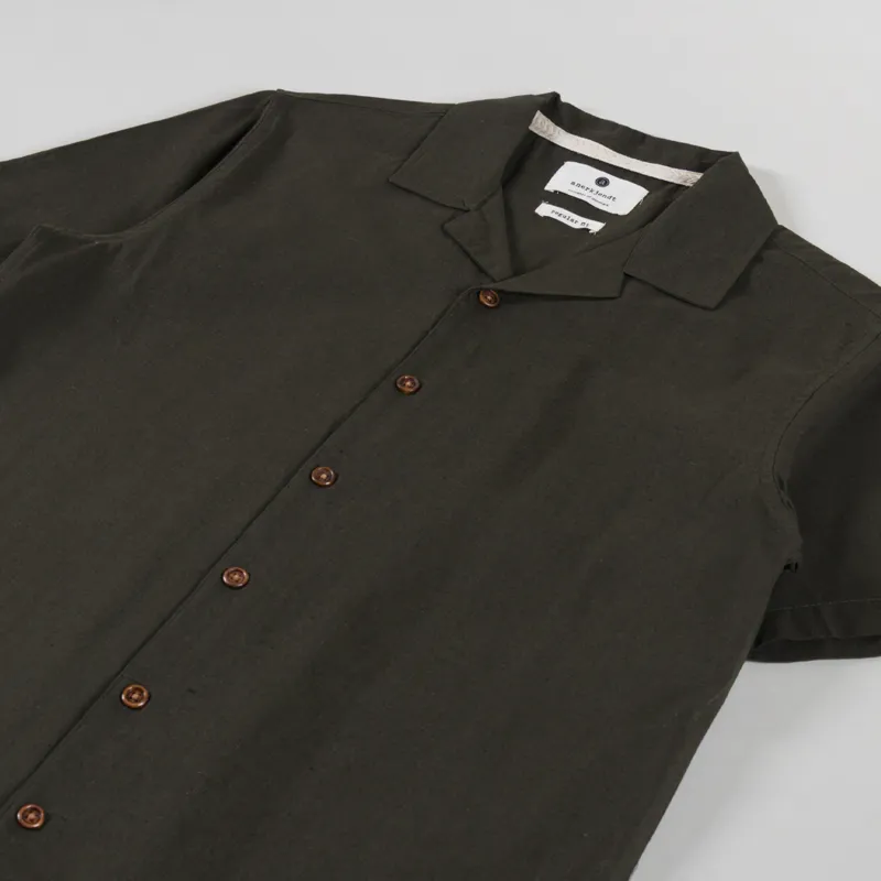 Anerkjendt Akleo Cotton Linen Shirt Forest Night-1
