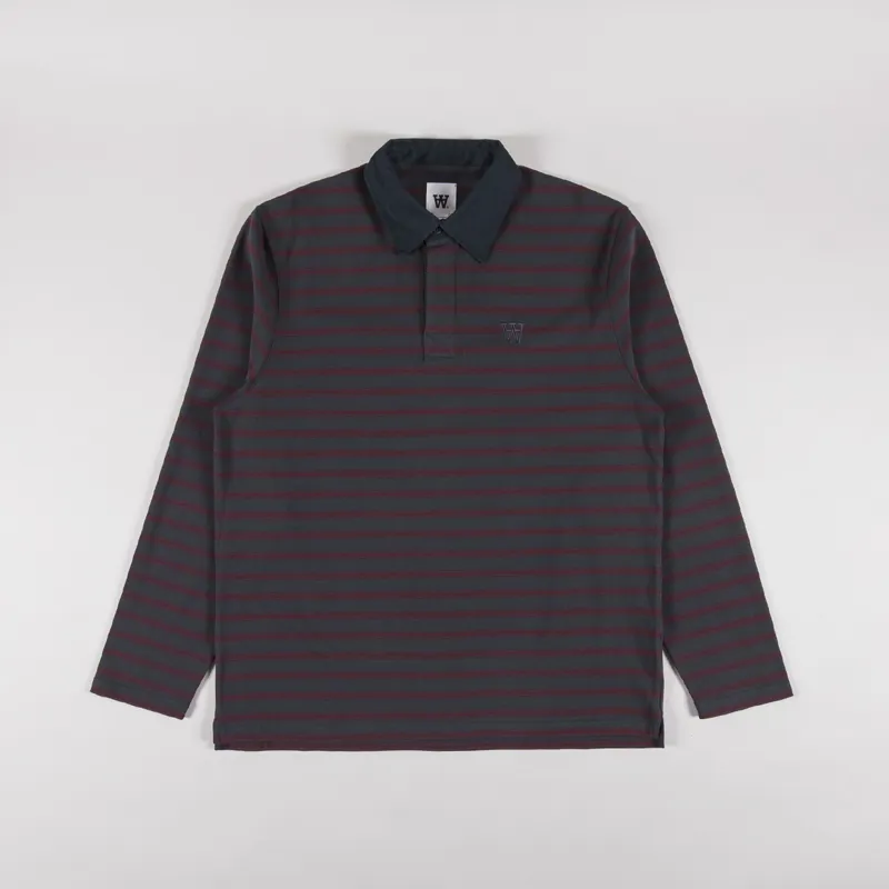 Double A by Wood Wood Landon Polo Black Sand Stripe