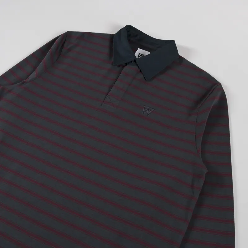 Double A by Wood Wood Landon Polo Black Sand Stripe-2