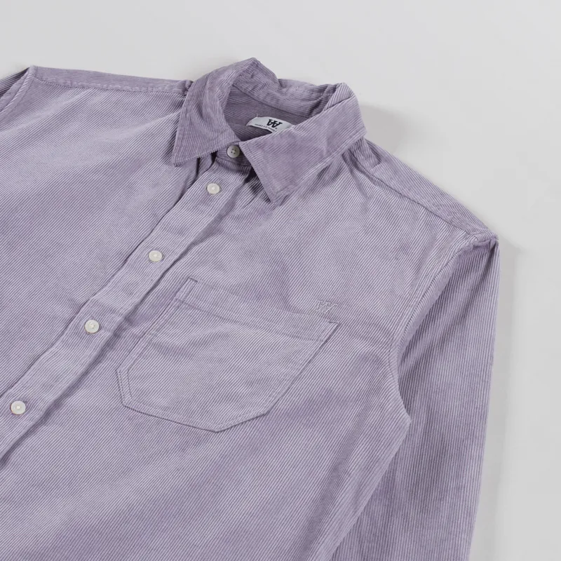 Double A by Wood Wood Corduroy Cooper Shirt Minimal Grey-2