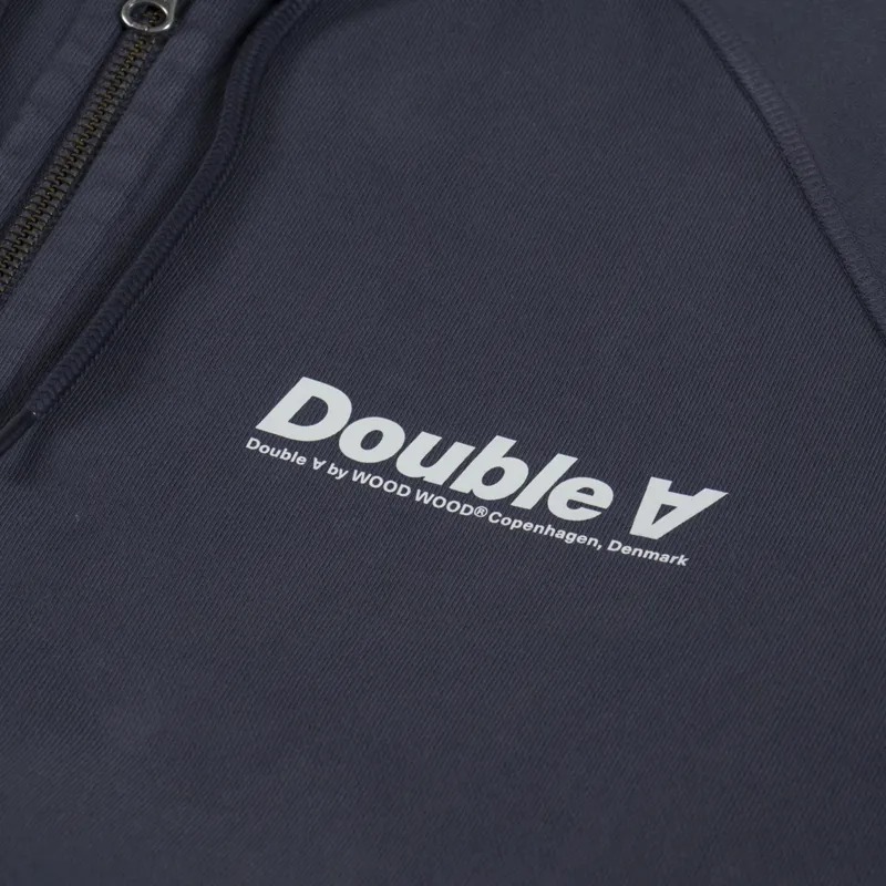 Double A by Wood Wood Sven Zipper Hoodie Washed Black-5