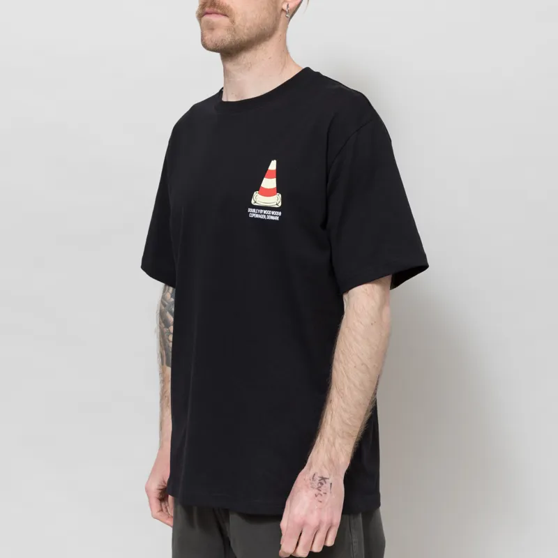Double A by Wood Wood Ace Cone T Shirt Black-3