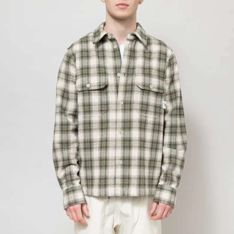 Double A by Wood Wood Clay Overshirt Grape Leaf Check