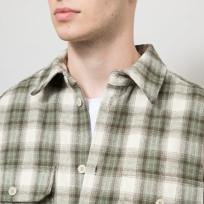 Double A by Wood Wood Clay Overshirt Grape Leaf Check-5