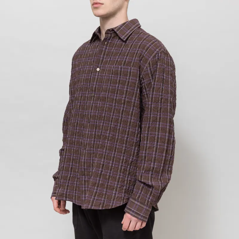 Wood Wood Nico Shirt Desert Palm Check Brown-1