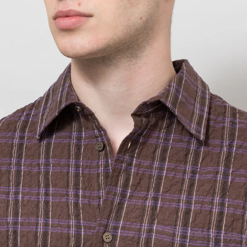 Wood Wood Nico Shirt Desert Palm Check Brown-3