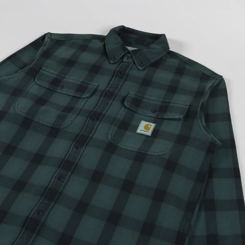 Carhartt WIP Long Sleeve Edmands Shirt Natural Kale Green-2