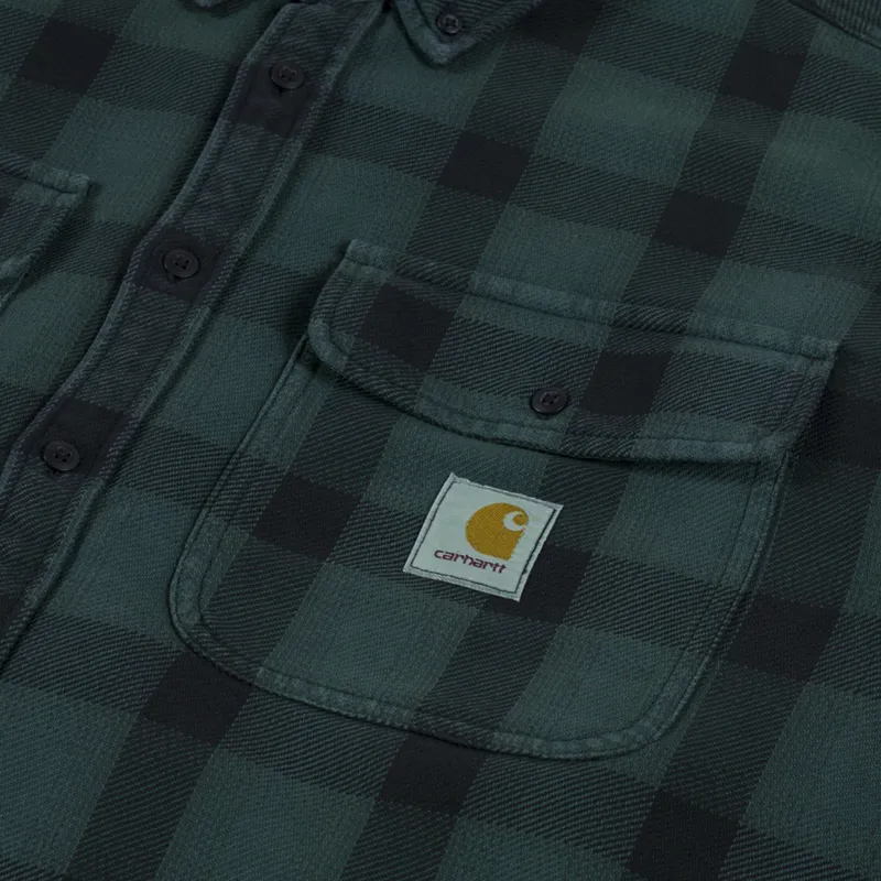 Carhartt WIP Long Sleeve Edmands Shirt Natural Kale Green-5