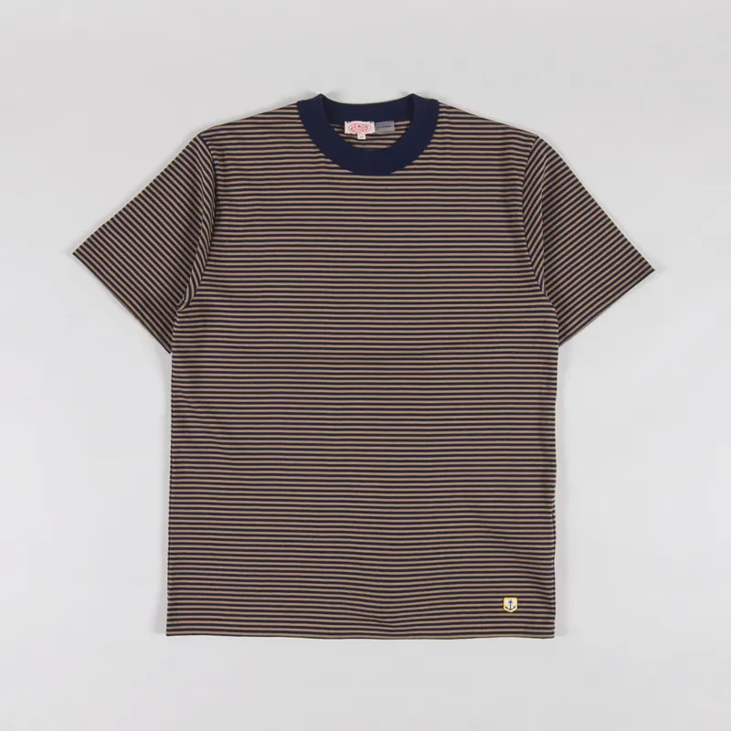 Armor Lux Heritage Stripe T Shirt Marine Deep Camel