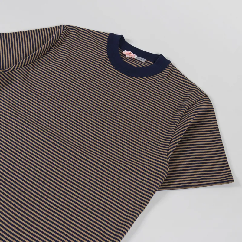Armor Lux Heritage Stripe T Shirt Marine Deep Camel-1