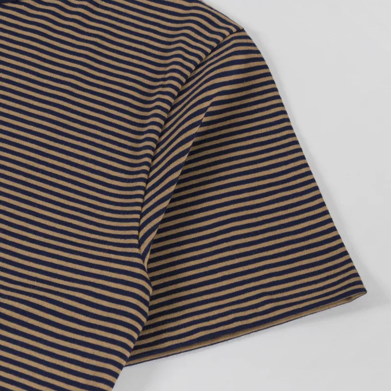 Armor Lux Heritage Stripe T Shirt Marine Deep Camel-3