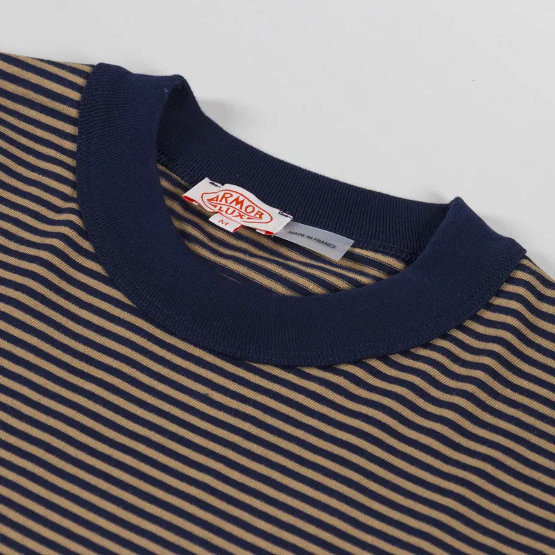 Armor Lux Heritage Stripe T Shirt Marine Deep Camel-2
