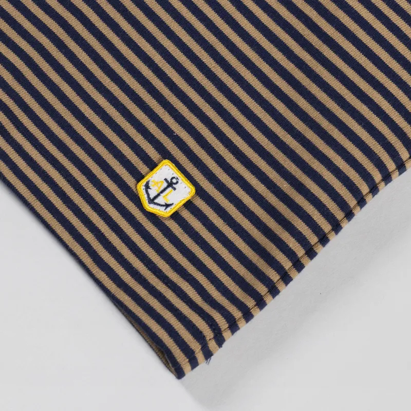 Armor Lux Heritage Stripe T Shirt Marine Deep Camel-4