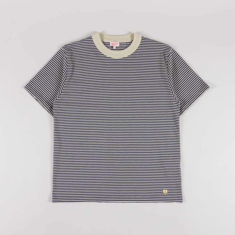 Armor Lux Heritage Stripe T Shirt Gravel Marine Deep