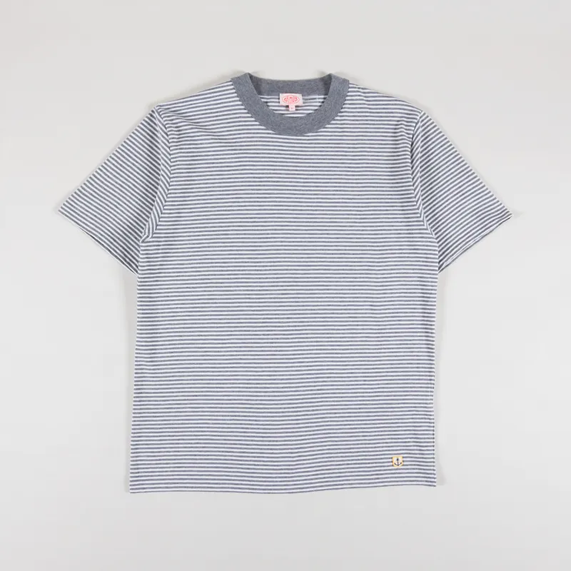 Armor Lux Heritage Stripe T Shirt Misty Grey Milk