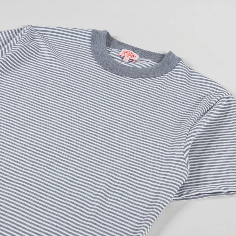 Armor Lux Heritage Stripe T Shirt Misty Grey Milk-1