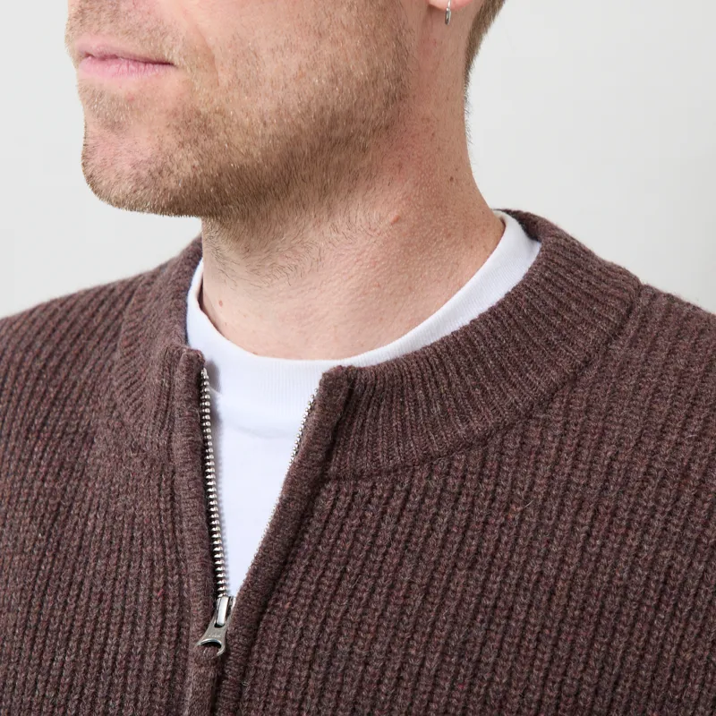 Frizmworks Wool Deck Zip Up Cardigan Choco Brown-4