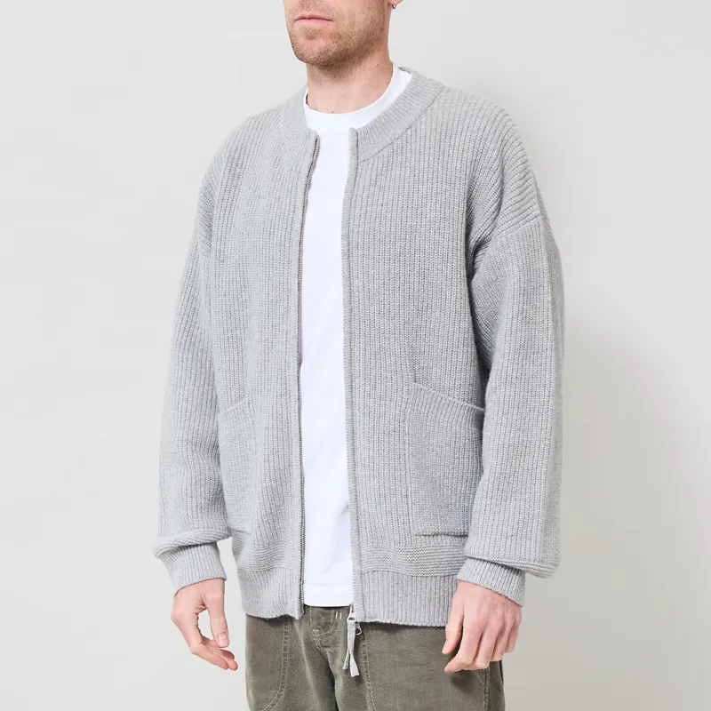 Frizmworks Wool Deck Zip Up Cardigan Light Grey-1