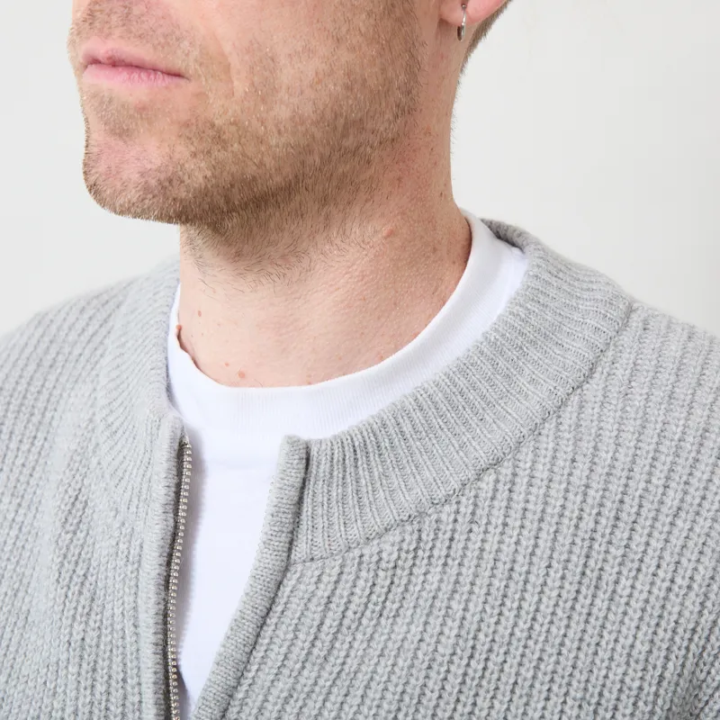 Frizmworks Wool Deck Zip Up Cardigan Light Grey-4