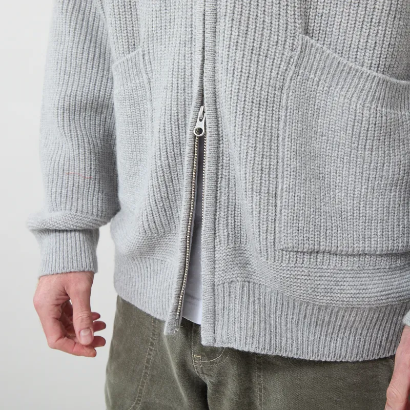 Frizmworks Wool Deck Zip Up Cardigan Light Grey-7