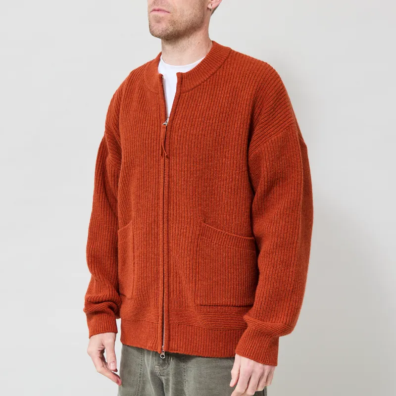Frizmworks Wool Deck Zip Up Cardigan Brick-1
