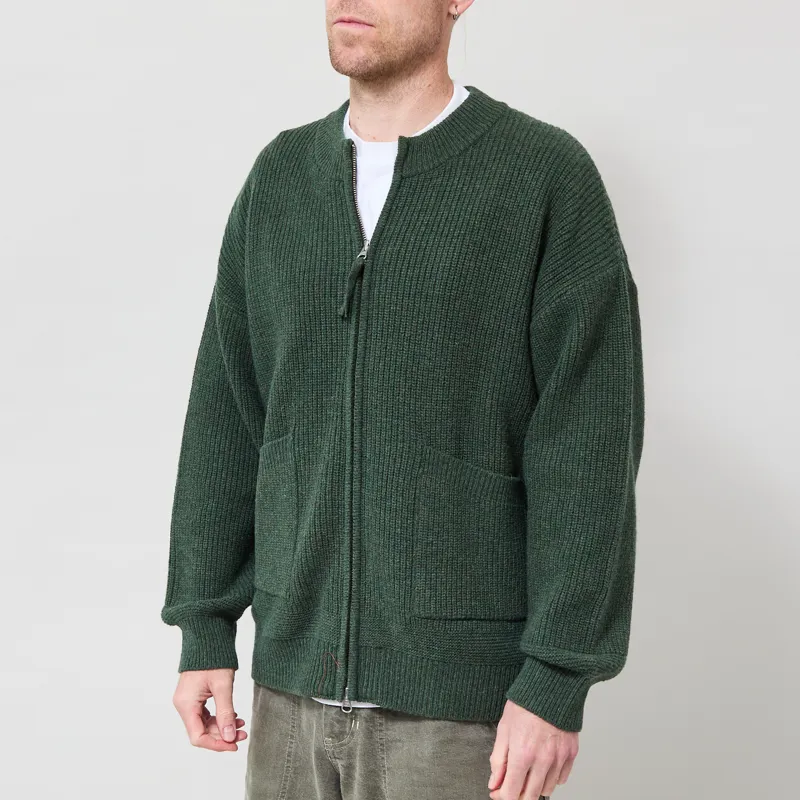 Frizmworks Wool Deck Zip Up Cardigan Forest Green-1
