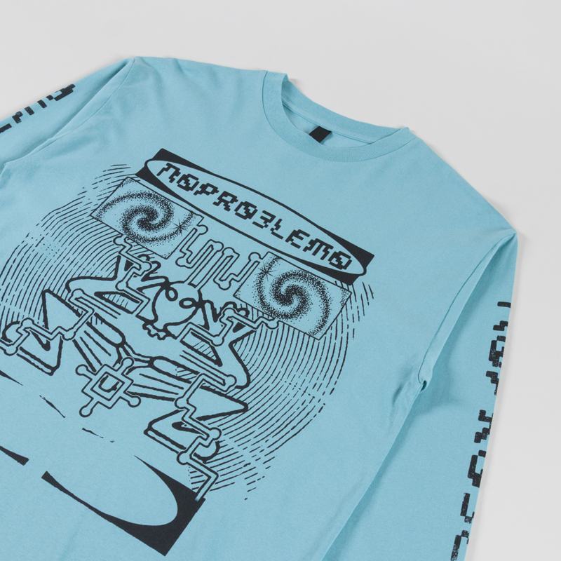 No Problemo Braniac Long Sleeve T Shirt Aqua-2