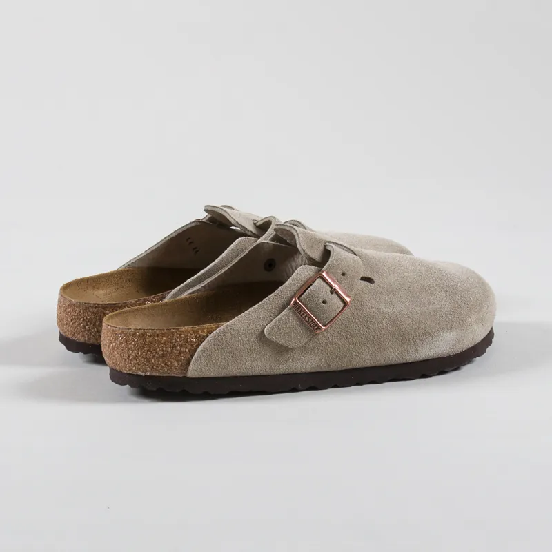 Birkenstock Womens Boston BS Regular Fit Sandals Suede Taupe-1